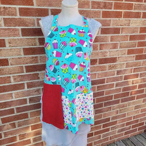 Handcrafted Full Apron with Towel Colorful Cupcake Theme